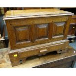 REPRODUCTION OAK COFFER BACH BY D.H. DAVIES OF CILYCWM (stamped and with signed drawer), 63cms