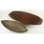 TAMI ISLAND OVAL FEAST BOWL, 68cms long and a Massim feast bowl, 86cms (2)