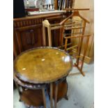 ASSORTED OCCASIONAL FURNITURE including nest of five walnut tables, clothes stand and towel rack (