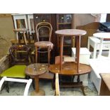 ASSORTED OCCASIONAL FURNITURE including chairs, stools, side tables and 1920s bookcase (11)