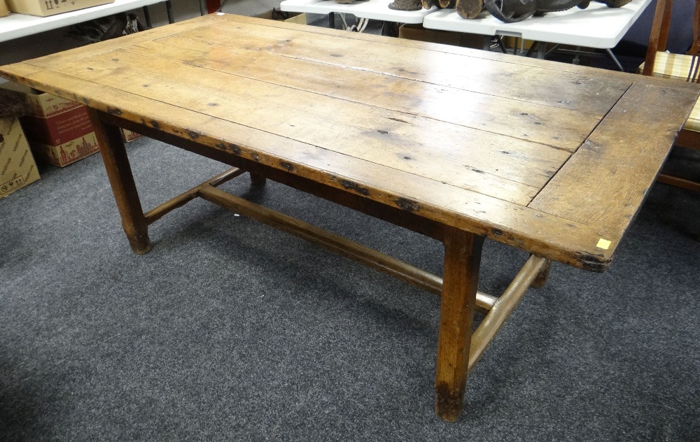 18TH CENTURY OAK REFECTORY TABLE, believed French, provincial, 186 x 99cms Provenance: purchased