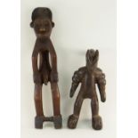 MBOLE 'HANGMAN' FIGURE, 52cms high and Keaka horned figure, 35cms high (2)