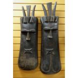 TWO LARGE TOMA HORNED MASKS, 102cms high (2)
