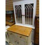 ASSORTED PAINTED PINE FURNITURE including a glazed bookcase and side cabinet (2)