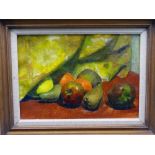 MID 20th CENTURY OIL ON CANVAS - still life, fruit, 23.5 x 33.5cms