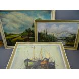 THREE MID CENTURY OILS ON BOARD, various subjects and measurements