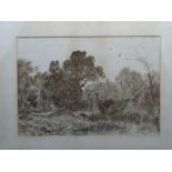 GEORGE SHEFFIELD colourwash - country scene amongst trees, signed and dated 1874, 42 x 45cms (for