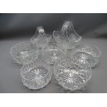 CUT GLASS FRUIT BOWLS & BASKETS, a mixed selection