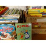 GOOD QUANTITY OF RUPERT THE BEAR vintage books and albums with a selection of videos