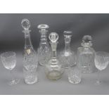 GLASSWARE - five decanters ETC