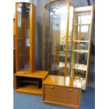 STYLISH MODERN TEAK FURNITURE, four items, including a tall glazed cocktail/display cabinet,