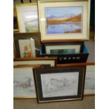 CHRISTINE SCOTT & OTHERS WATERCOLOURS, limited edition prints ETC, a good selection