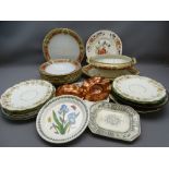 STAFFORDSHIRE DINNERWARE in classically patterned red and gilt and a quantity of other china and
