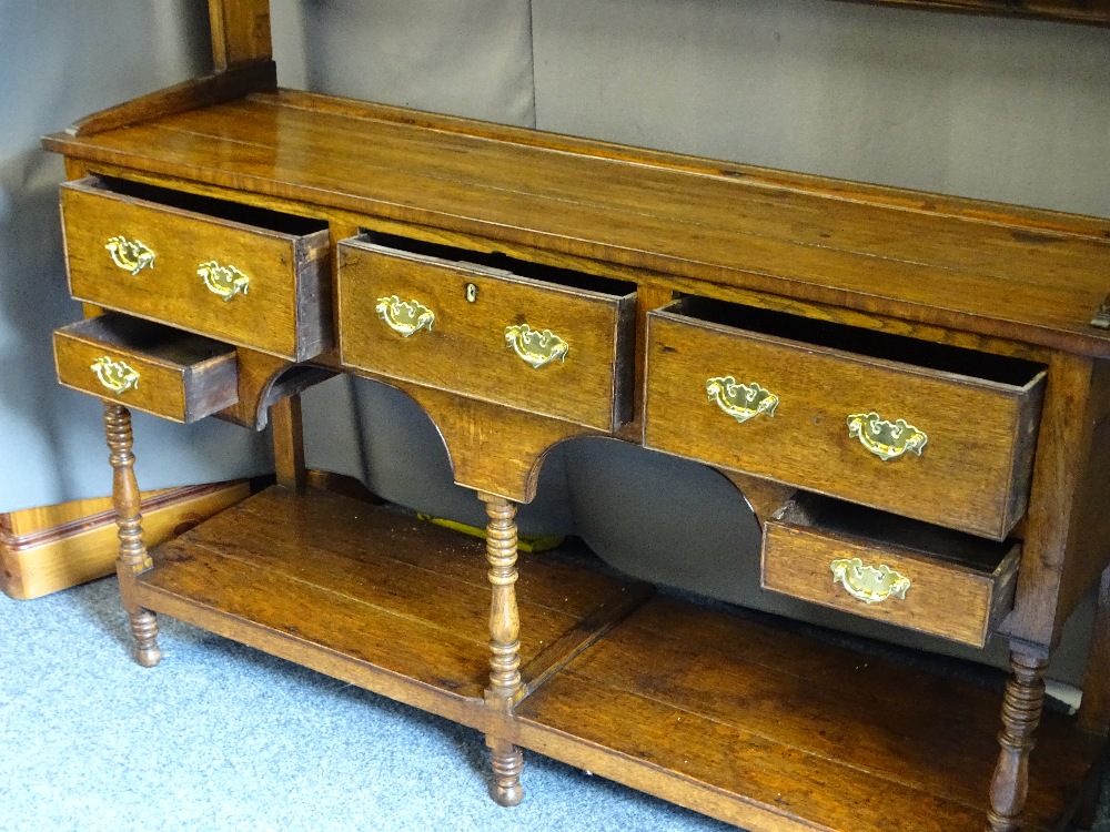 SHROPSHIRE OAK POTBOARD DRESSER, having two shelf open back rack with elongated shoes over a base - Image 3 of 3