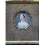 JOSEPH MARIE BOUTON PORTRAIT MINIATURE on ivory slip, signed, 6cms diameter (A/F)