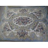 KASHMIRI HAND STITCH WOOL CHAIN RUG, classical Indian floral Cartouche and border, 163 x 128cms