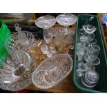 VINTAGE & LATER MIXED GLASSWARE to include two sweetmeat comports, grape and vine decorated drinking