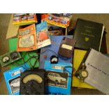 LOT WITHDRAWN-VEHICLE WORKSHOP MANUALS, booklets, magazines along with two Bakelite cased and oth