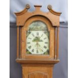 JOHN PARRY OF PENCARREG PINE LONGCASE CLOCK, arched top painted dial before a thirty hour single