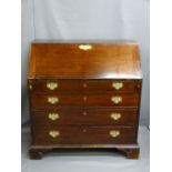 GEORGIAN MAHOGANY FALL-FRONT BUREAU, having an interior arrangement of pigeon holes and drawers with