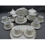 GILT LINE WHITE PORCELAIN TABLEWARE - a quantity marked 'JLMENAU - made in German Democratic