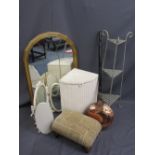 MIXED VINTAGE FURNITURE & HOUSEHOLD ITEMS PARCEL to include a gilt framed sectional mirror with