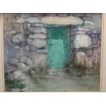 G V GADD watercolour - stable door within an old stone wall, 22.5 x 28cms