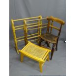 VINTAGE & LATER FURNITURE PARCEL, four pieces to include two reproduction towel rails, a cane top