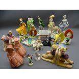 CHINA FIGURINES, Staffordshire and Continental including bookends