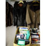 THREE VINTAGE COATS including two faux fur lady's examples, approximate size 14 and a suede coat