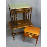 VINTAGE & REPRODUCTION FURNITURE PARCEL, three items including a set of three green leather and