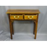 ANTIQUE OAK & LATER TWO DRAWER SIDE TABLE, neatly proportioned with rectangular top over two oak