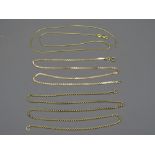 THREE NINE CARAT GOLD NECK CHAINS, 3.4grms, 3.9grms and 1.7grms respectively