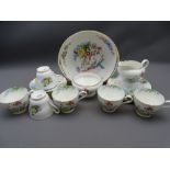 AYNSLEY FLORAL DECORATED TEAWARE and a Rosenthal bird and floral decorated dish, the teaset