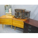 VINTAGE & LATER FURNITURE PARCEL to include two mid-century two drawer bedroom chests, one having