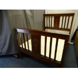 EDWARDIAN INLAID MAHOGANY DOUBLE BEDSTEAD, 137cms W, 202cms L