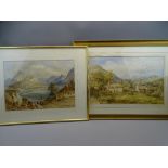 LATE 19th/EARLY 20th CENTURY SCHOOL watercolour - lake and landscape scene with cottages and