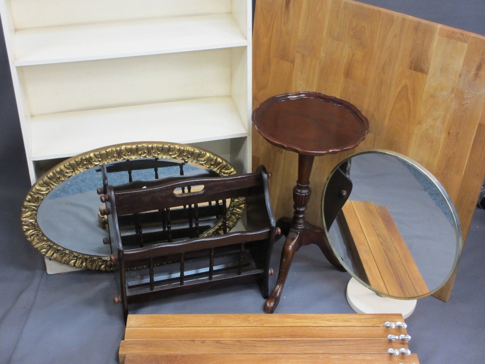 MIXED VINTAGE & LATER FURNITURE PARCEL including a painted four shelf bookcase, a modern square