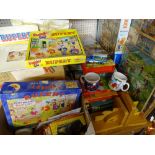 MIXED QUANTITY OF RUPERT THE BEAR COLLECTABLES to include jigsaws, games, crockery and diecast