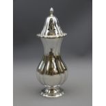 SILVER SUGAR CASTER of fluted baluster form, Birmingham 1957, maker Hampton Utilities, 6 troy ozs