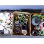MIXED CHINA, POTTERY & PORCELAIN, a quantity within three boxes including Shelley dripware bowl,
