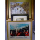 OILS ON BOARD, watercolours, etchings ETC, a mixed quantity to include a large gilt framed