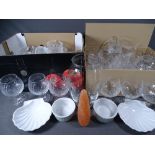 MIXED GLASSWARE, a box, and small box of glassware and ramekins ETC