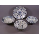 TEK SING CARGO CHINESE PORCELAIN, four pieces to include a 19th century diameter dish, two 16cm
