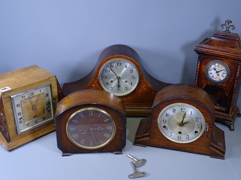 EDWARDIAN, ART DECO & LATER WOODEN CASED MANTEL CLOCKS, a quantity