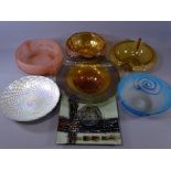 ART DECO FROSTED & STYLISH CONTEMPORARY GLASS FRUIT BOWLS, a quantity