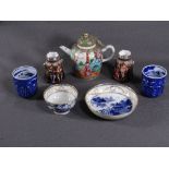 ORIENTAL & CONTINENTAL - a neat globular Famille Verte Oriental teapot and domed lid, a pair of