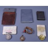 WW1 WAR & VICTORY MEDALS, a pair, awarded to '117210 GNRF J Dunn RA' and other items possibly