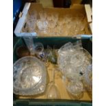 GLASSWARE - two boxes of mixed drinking and other glass