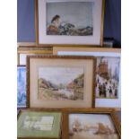 FRAMED WATERCOLOURS, pictures and prints, a quantity, including SIR WILLIAM RUSSELL FLINT, E